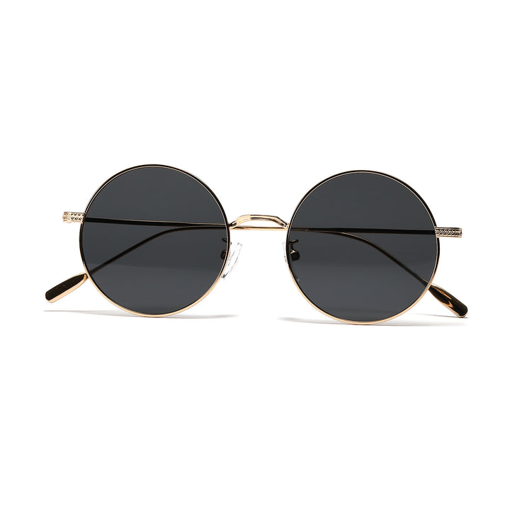Dame rund moteriktig solbrille med glamorøs ramme Luvikno