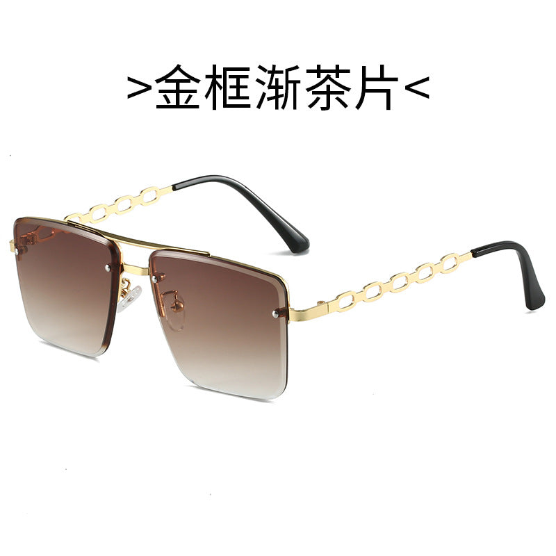 Dame Kvadratisk Solbrille med elegant Kjede Struktur Luvikno