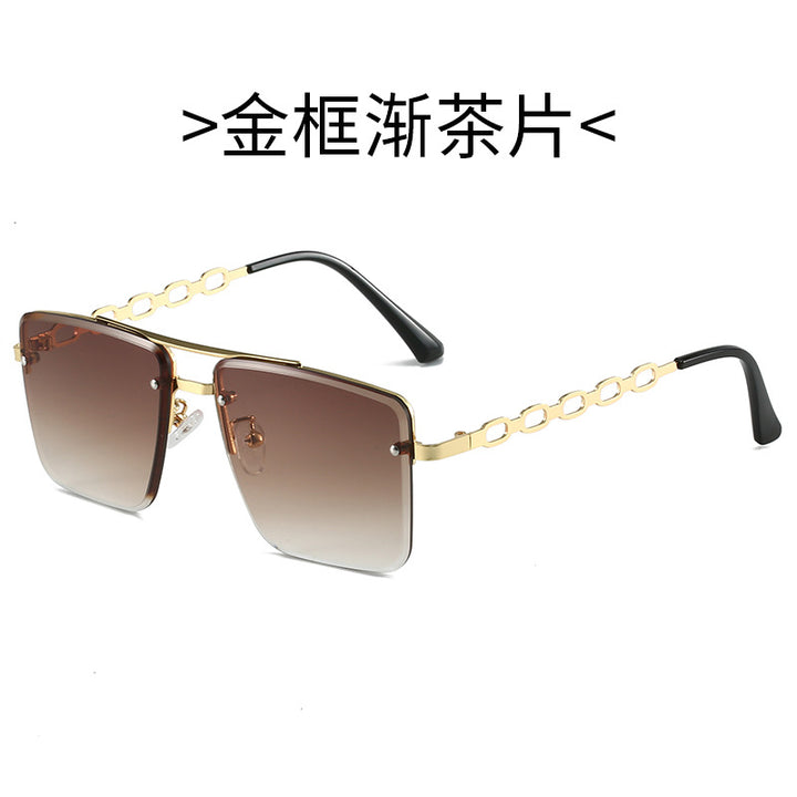 Dame Kvadratisk Solbrille med elegant Kjede Struktur Luvikno