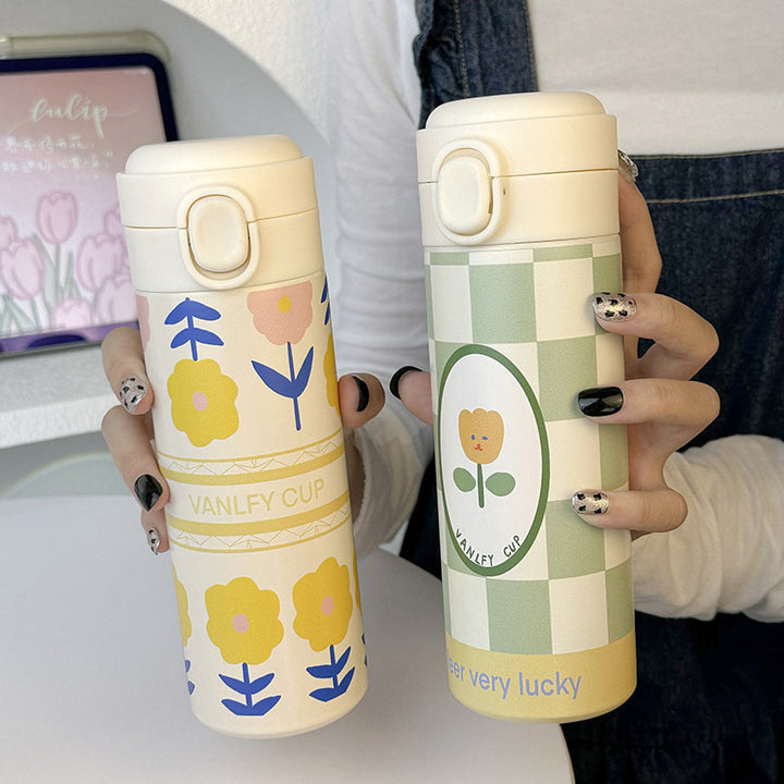 Dame isolert drikkeflaske med elegant blomsterdesign Luvikno