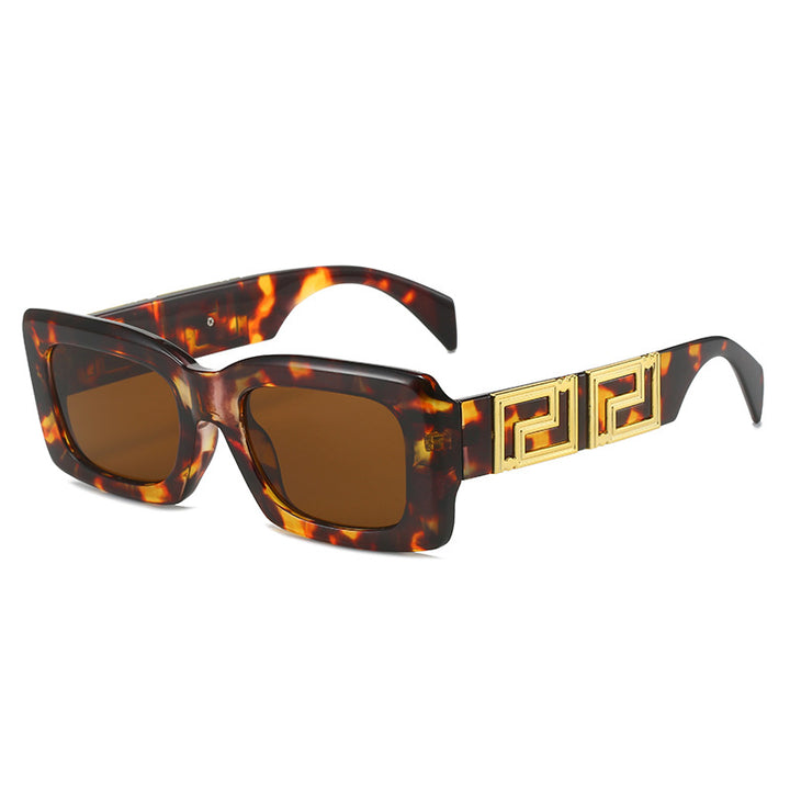 Damer elegant firkantet solbrille med luksuriøs gullaccent Luvikno