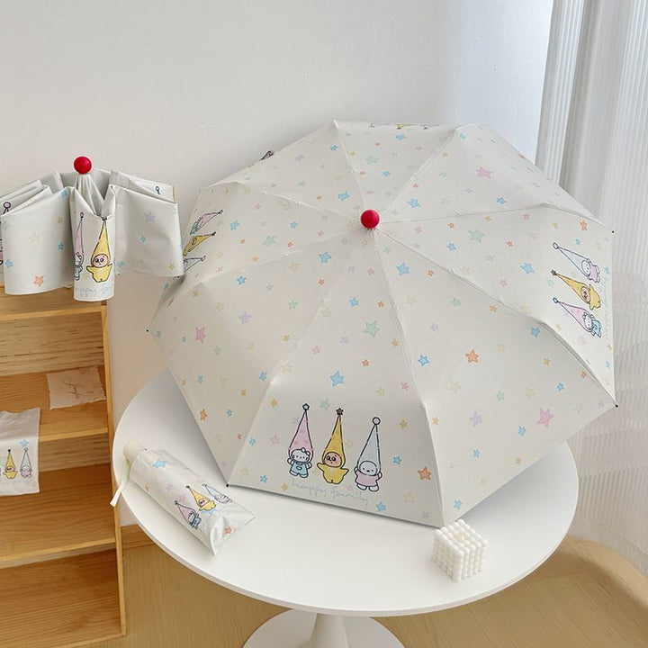 Dame Faltregn Umbrella med lekent familie motiv Luvikno
