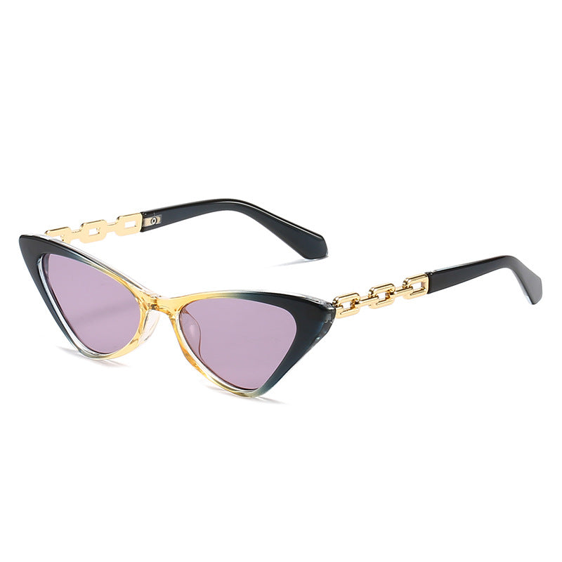 Dame Cat-Eye solbriller med stilige kjedeaksenter Luvikno