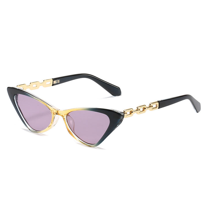 Dame Cat-Eye solbriller med stilige kjedeaksenter Luvikno