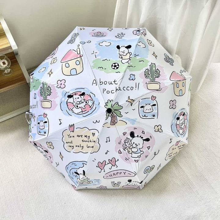 Dame Faltregnparaply med leken Pochacco-design Luvikno