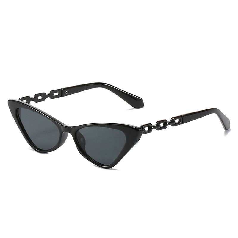 Dame Cat-Eye solbriller med stilige kjedeaksenter Luvikno