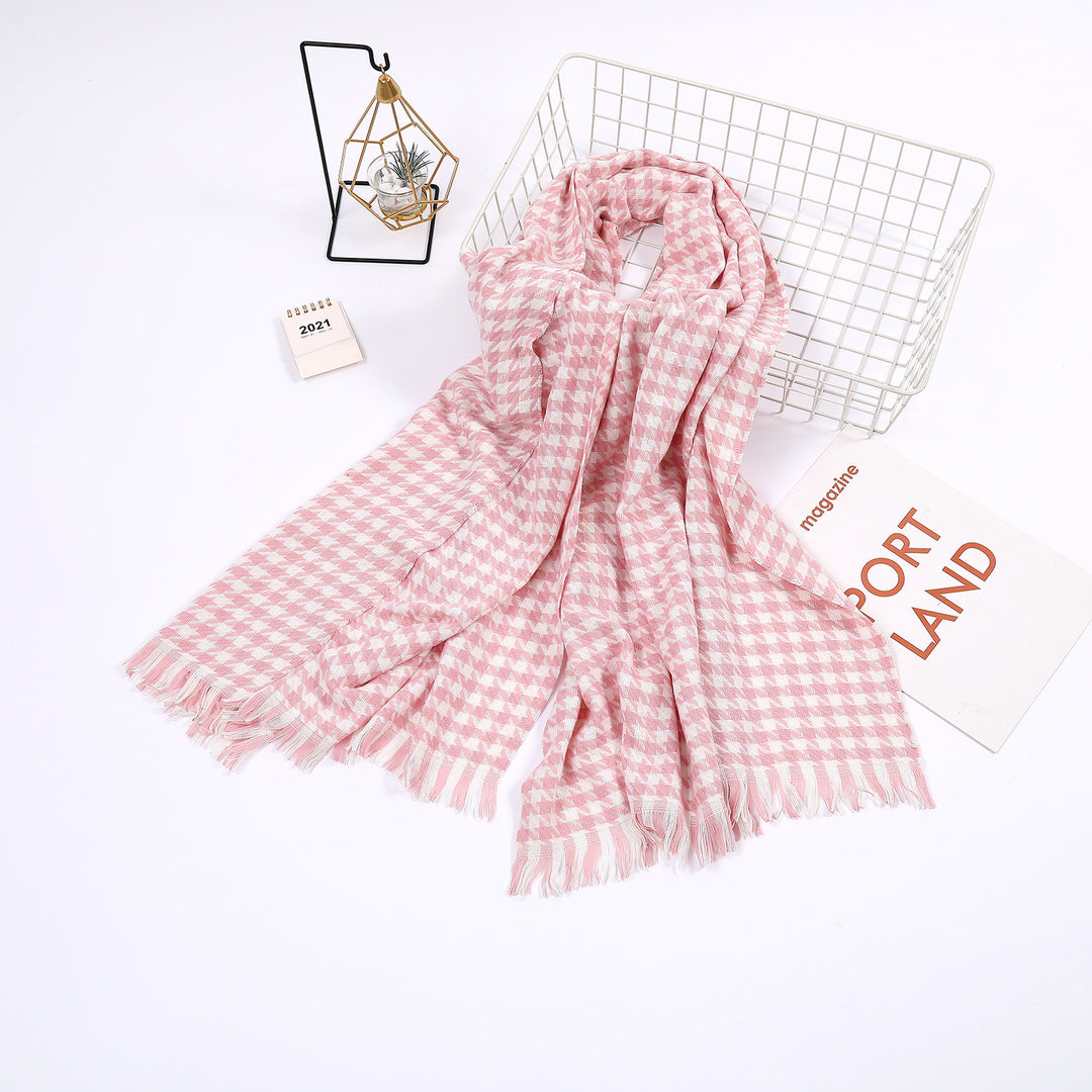 Dame elegant skjerf med houndstooth mønster Luvikno