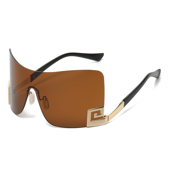 Dame Oversized Shield-solbrille med ekstravagant design Luvikno