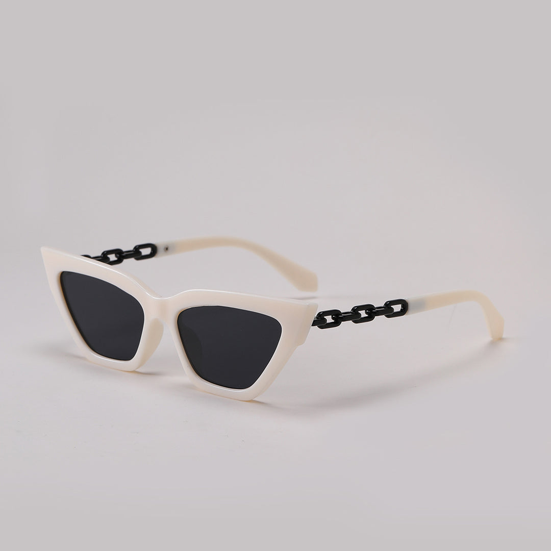 Dame Cat-Eye solbrille med luksuriøs kjettingramme Luvikno