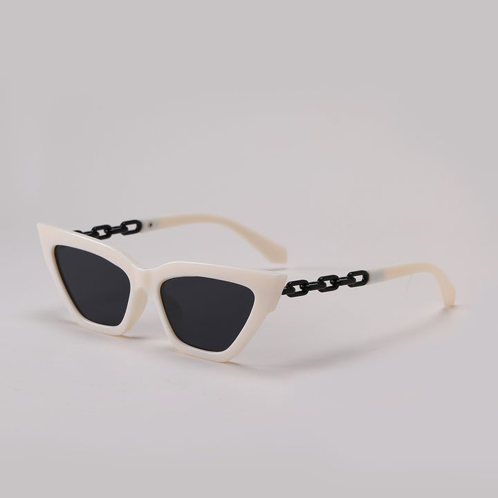 Dame Cat-Eye solbrille med luksuriøs kjettingramme Luvikno