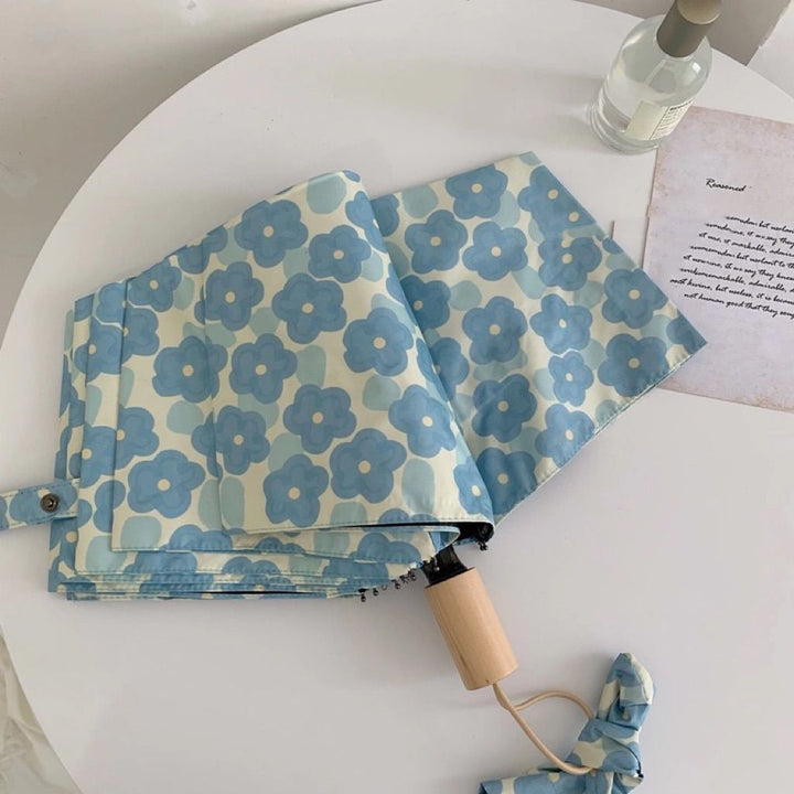 Damen Sammenleggbart paraply med blomsterdesign Luvikno