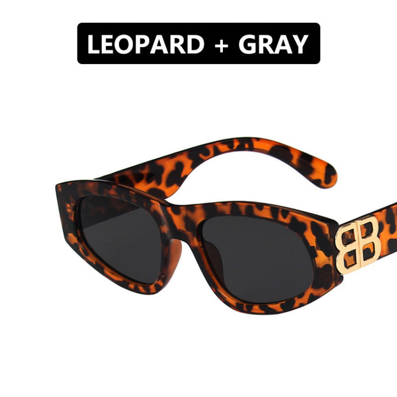 Dame stilige Cat-Eye solbriller med moderne leopardmønster Luvikno