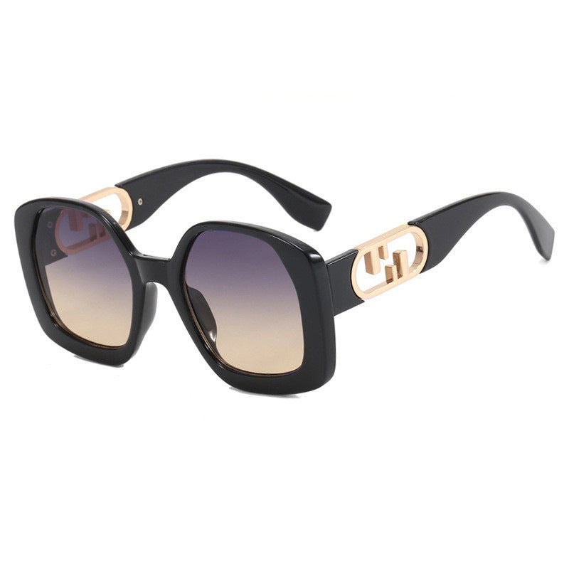 Dame oversized solbriller med ekstravagant geometrisk ramme og elegante detaljer Luvikno
