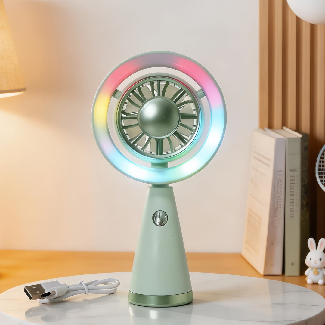 Dame Bærbar Mini-Luftventilator med LED-belysning og fleksibelt design Luvikno