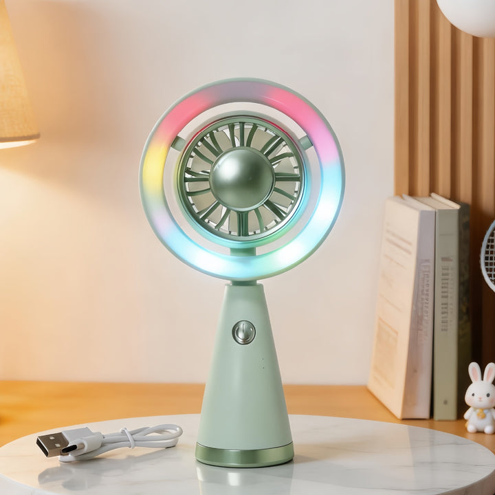 Dame Bærbar Mini-Luftventilator med LED-belysning og fleksibelt design Luvikno