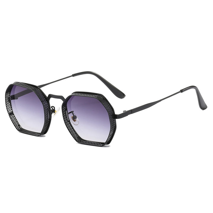Dame solbrille med unik oktagonal metallramme Luvikno