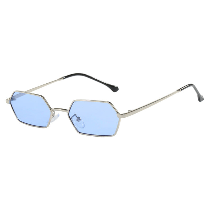 Dame hexagonal solbrille med elegant metallramme og UV-beskyttelse Luvikno
