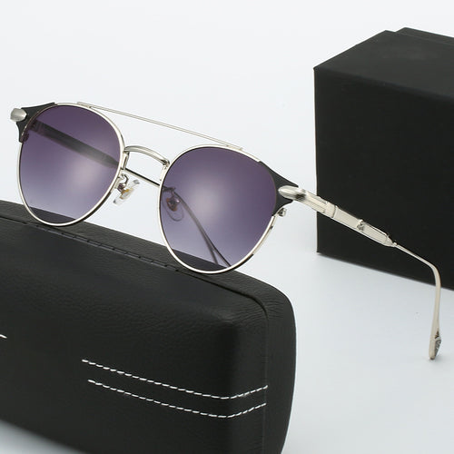Dame rund Vintage-solbrille med høykvalitets metallramme og robust design Luvikno