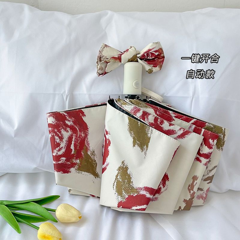 Dame Automatisk Folderegndekker med Blomsterdesign Luvikno