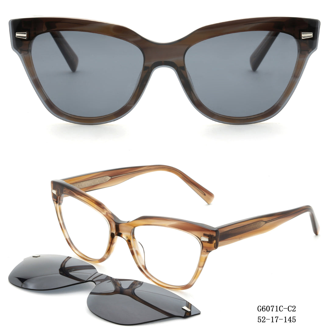 Dame moter Cat-Eye solbriller med avtakbare glass Luvikno