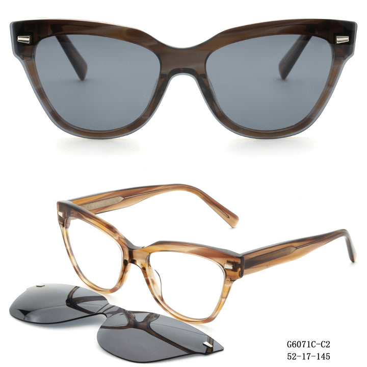 Dame moter Cat-Eye solbriller med avtakbare glass Luvikno
