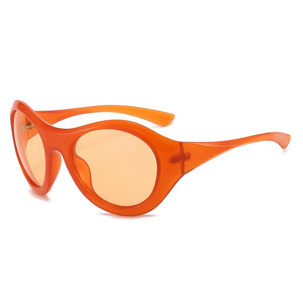 Dame Mote Oval Solbrille med gjennomsiktig ramme Luvikno