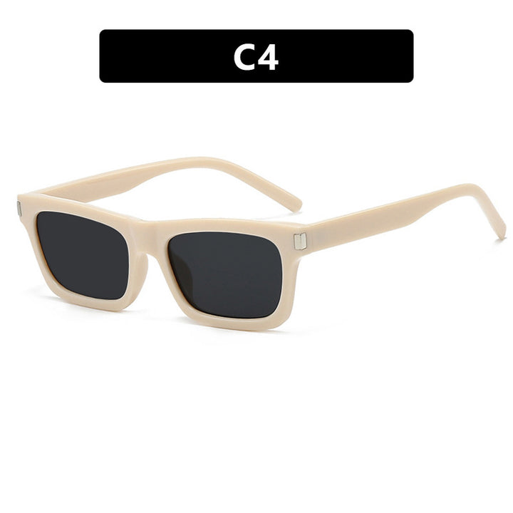 Dame kvadratisk solbrille med transparente linser og stillegant design Luvikno