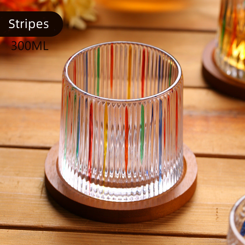 Roterende Multi Farge Flettet Whisky Glass Med Gaveeske | Luvikno