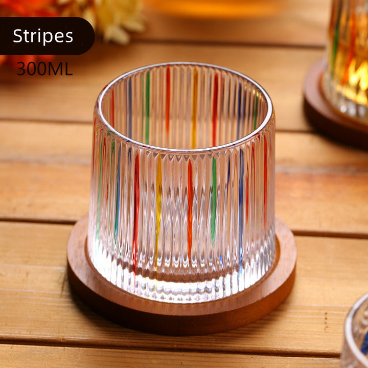Roterende Multi Farge Flettet Whisky Glass Med Gaveeske | Luvikno