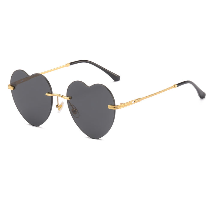 Dame hjerteformet solbrille med speilglass og gullramme Luvikno