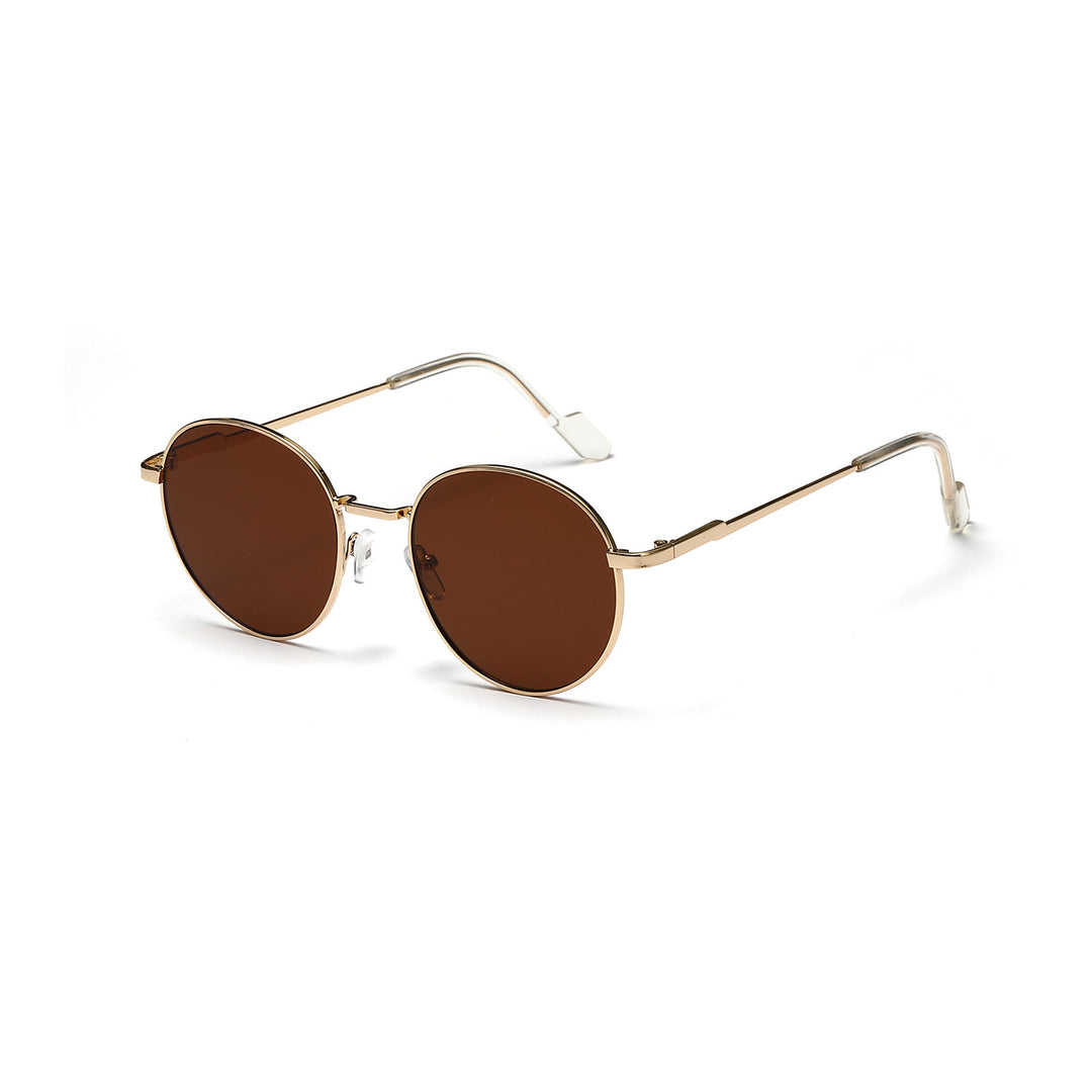 Dame rund solbrille med luksuriøs metallramme og UV-beskyttelse Luvikno