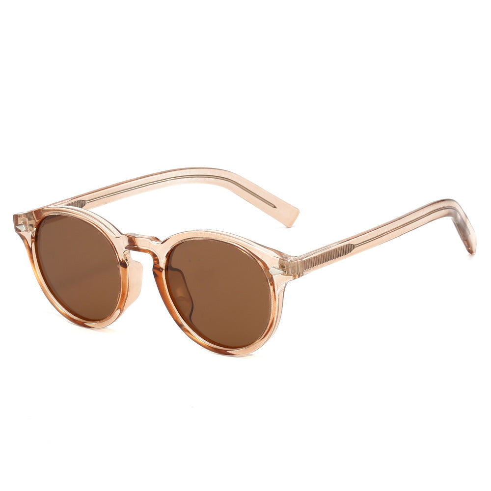 Dame trendy solbriller med transparent ramme og gule glass Luvikno