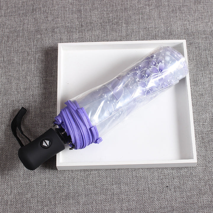 Damer elegant og bærbar paraply med blomsterdesign Luvikno