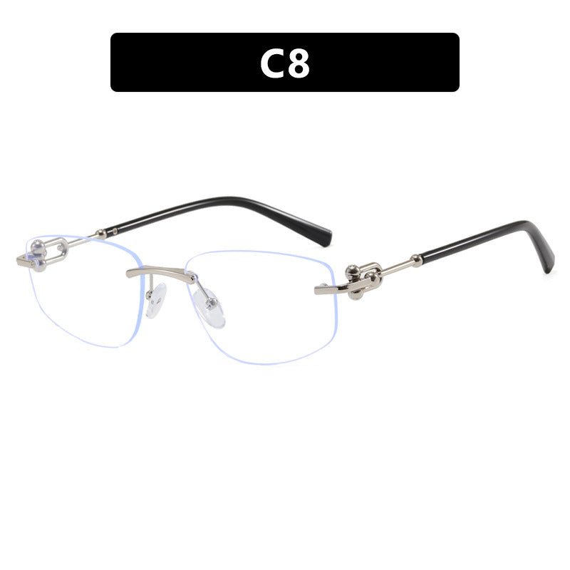 Dame elegant halvramme-briller med luksuriøs metallramme og transparente glass Luvikno