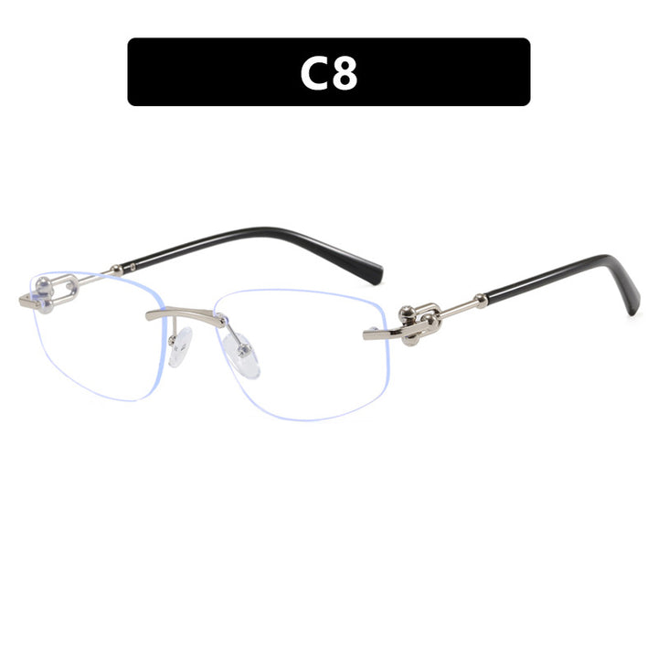 Dame elegant halvramme-briller med luksuriøs metallramme og transparente glass Luvikno
