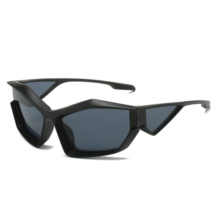 Dame sporty performance solbriller med moderne geometrisk ramme Luvikno