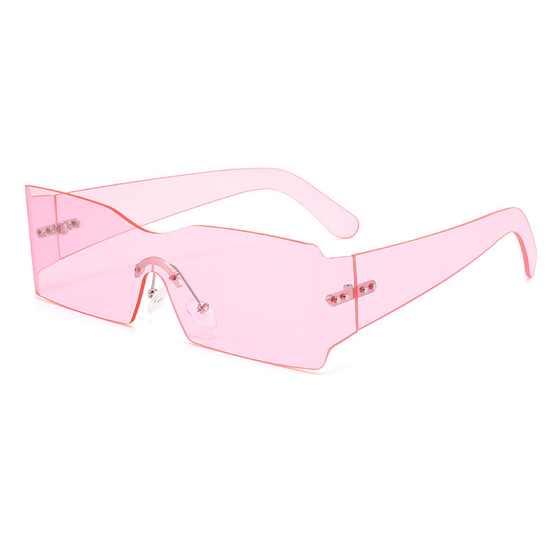 Dame futuristisk mote-solbriller med transparent ramme Luvikno