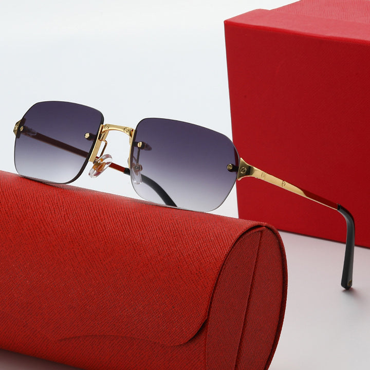 Dame elegante moteriktig solbrille med høykvalitets metallramme Luvikno