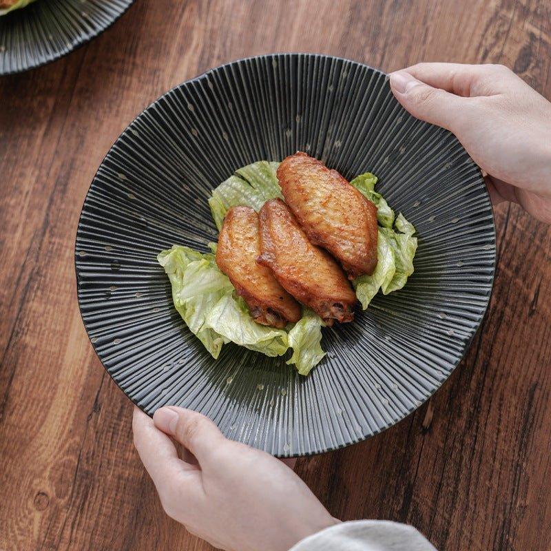 Håndlagde japanske Mino Ware keramiske rynkede tallerkener | Luvikno