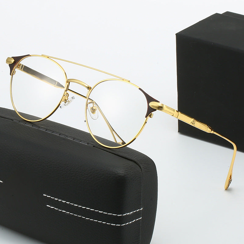 Dame rund Vintage-solbrille med høykvalitets metallramme og robust design Luvikno