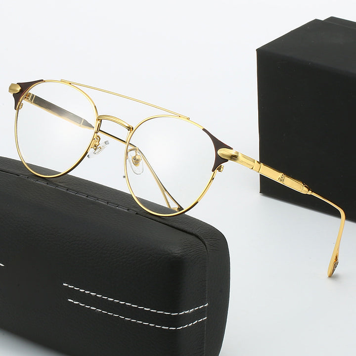 Dame rund Vintage-solbrille med høykvalitets metallramme og robust design Luvikno