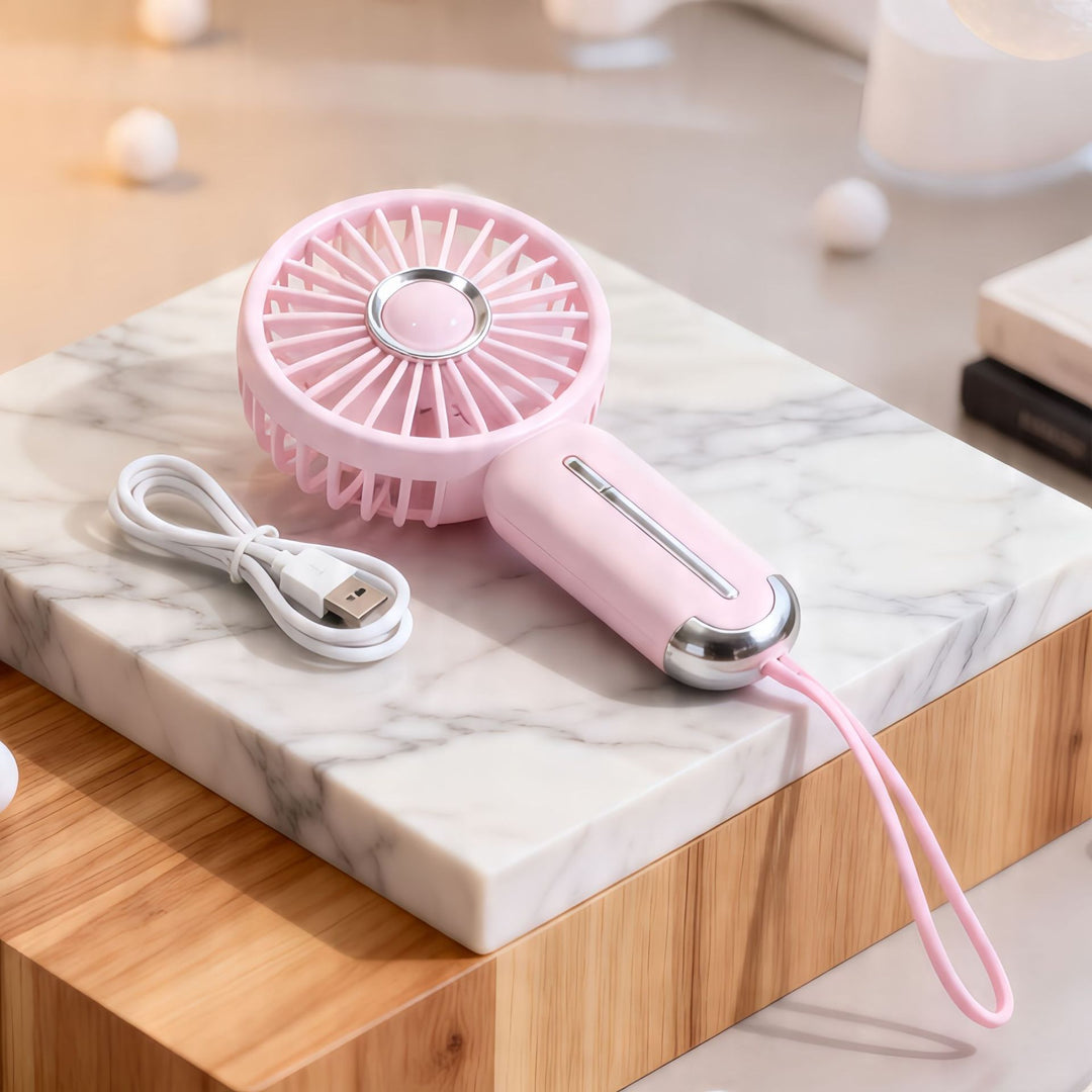 Dame Bærbar Mini-Håndvifte med USB-ladingsfunksjon og ergonomisk grep Luvikno