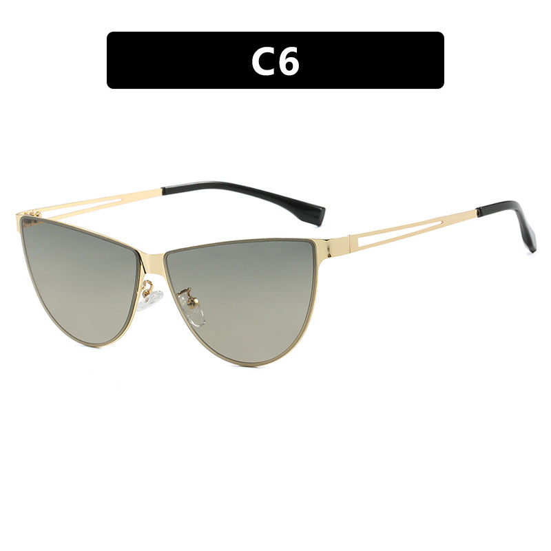 Dame Cat-Eye solbriller med stilfull metallramme og beskyttende UV-filter Luvikno