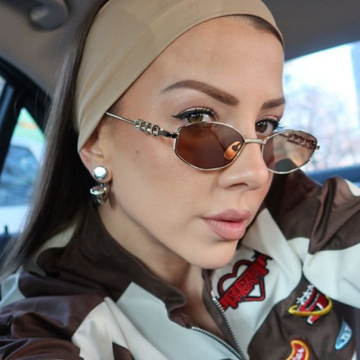 Dame moterik solbrille med elegant rustfritt stålramme og UV-beskyttelse Luvikno