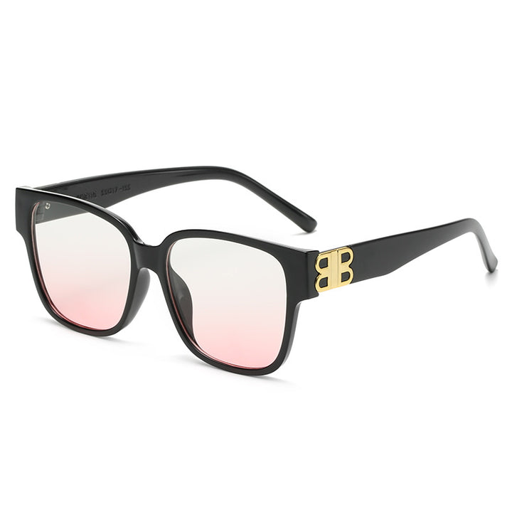 Dame fashionable firkantet solbrille med elegant logo Luvikno
