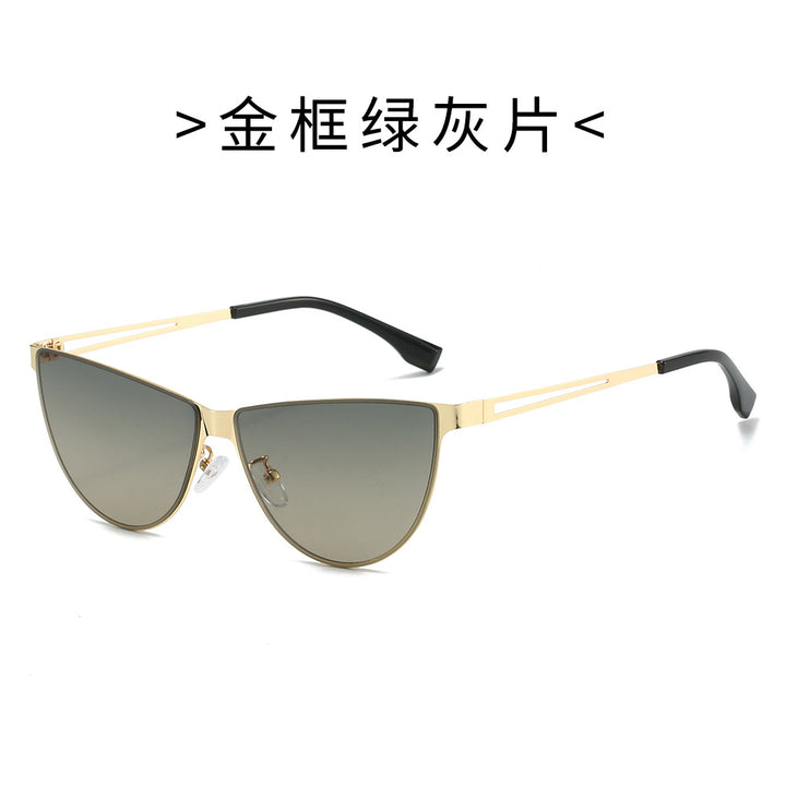 Damer Modische Cat-Eye solbriller med elegant metallramme Luvikno
