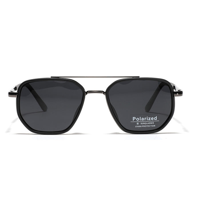 Dame kvadratisk solbrille med polarisert glass og elegant metallramme Luvikno