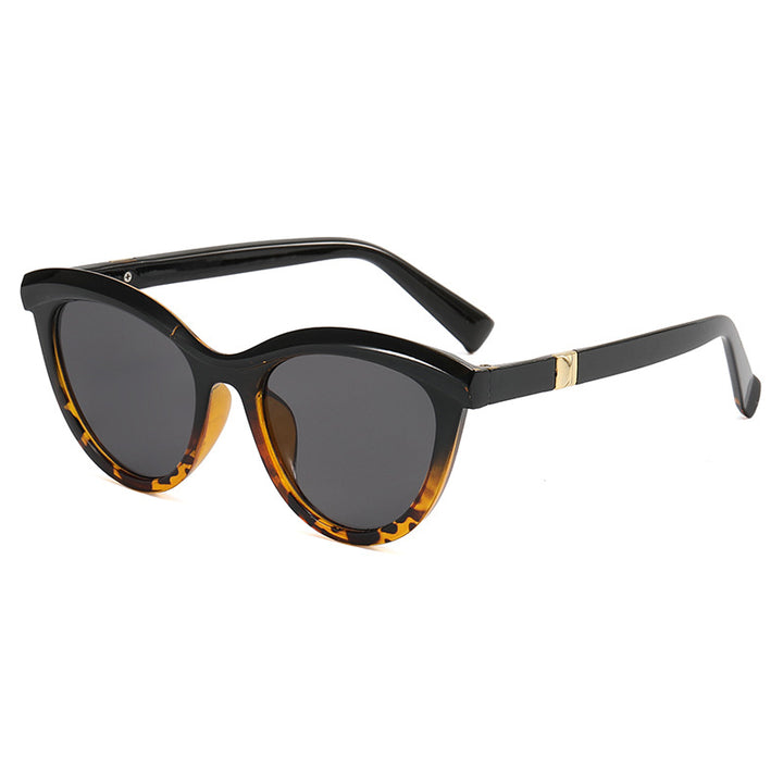Dame elegant Cat-Eye solbriller med stilfull metallramme Luvikno