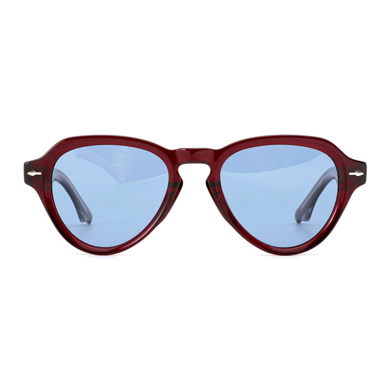 Damer moterik solbrille i elegant, rund design med polariserte linser Luvikno