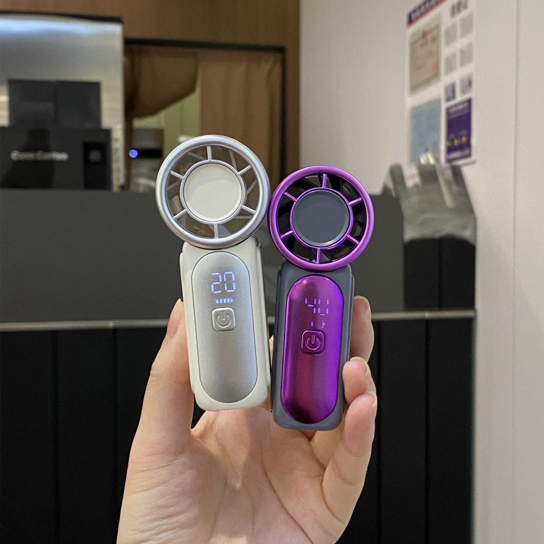 Unisex nan kompakt USB oppladbar bladløs håndholdt vifte med digitalt LED-display Luvikno